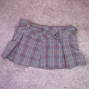plaid pleated brown and red skirt